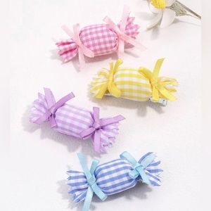 4pcs Adorable Candy Hair Clips for Girls Pink Blue Yellow Purple Plaid